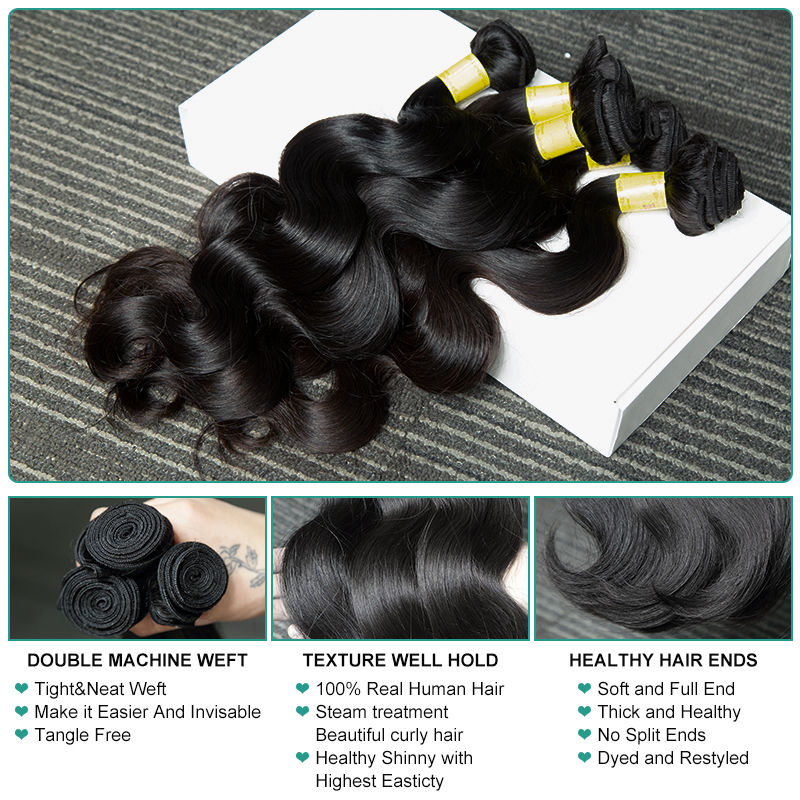 Thumbnail: 14A Brazilian Body Wave Human Hair Bundles 1–4 Pack Extensions