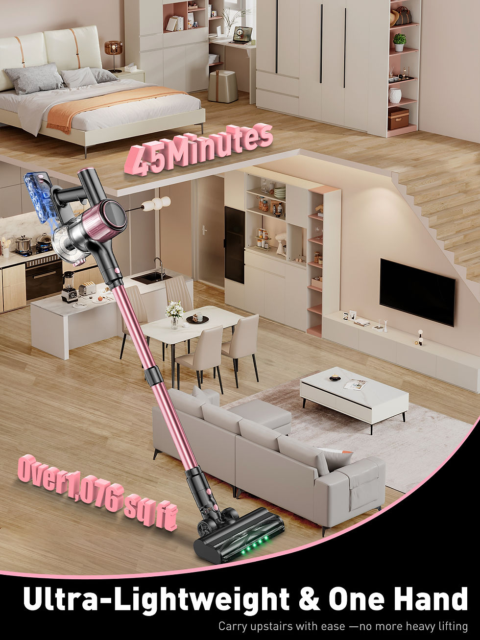 Thumbnail: Cordless Vacuum Cleaner – 40Kpa, 500W, 45min Runtime, 10-in-1 Lightweight Stick