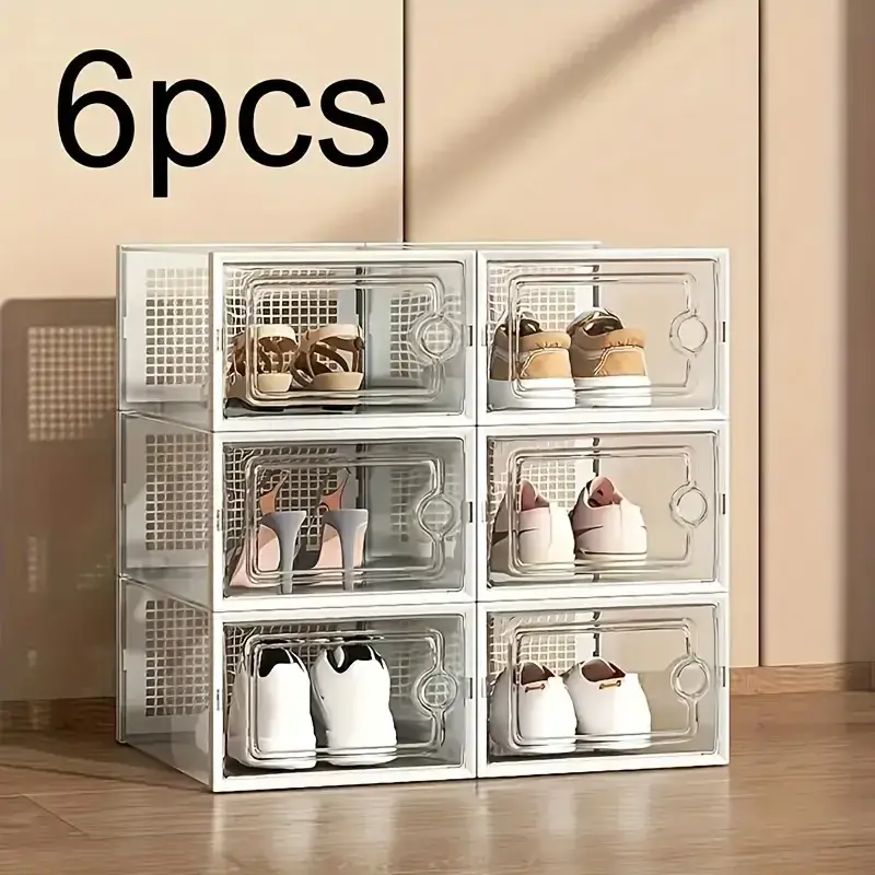 Thumbnail: 6/12 Thick Transparent Shoe Storage Boxes with Lids