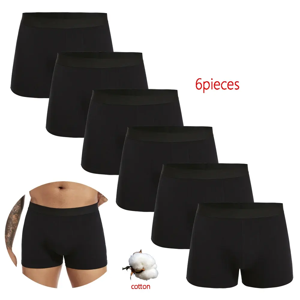 6‑Pack Men’s Black Cotton Boxer Shorts