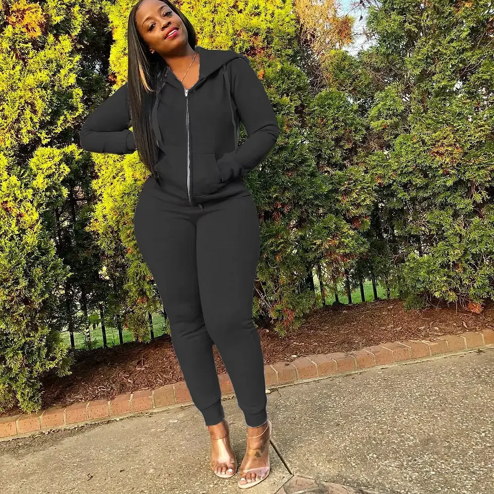 Thumbnail: Women Sustainable Zipper Hoodie Jogger Set Two Piece Lounge Sportswear Outfit