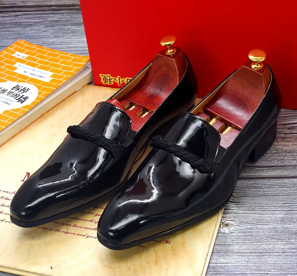 Thumbnail: Mens Black Patent Leather Loafers Pointed Toe Formal Dress Shoes Size 7-13