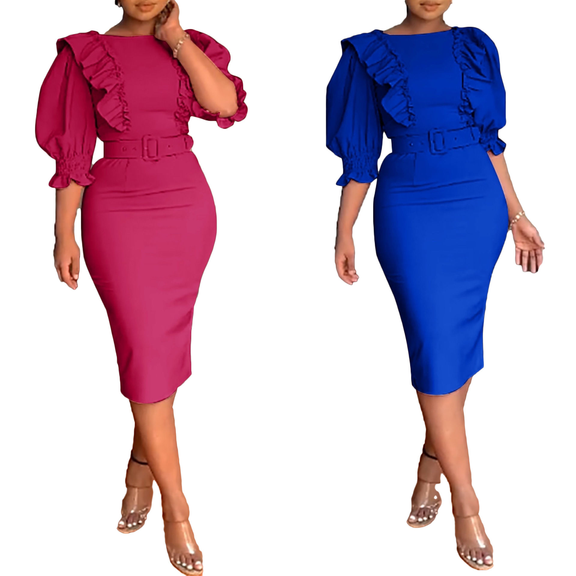 Plus Size Five Point Sleeve Slim Swimsuit Cover Up Dress for Women
