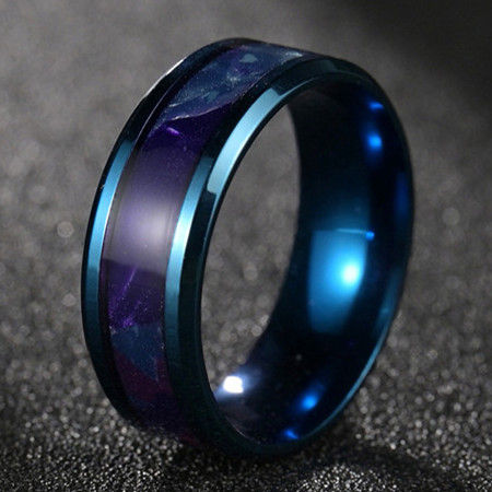8mm Stainless Steel Blue Ring for Men & Women – Smooth Polished Wedding Band