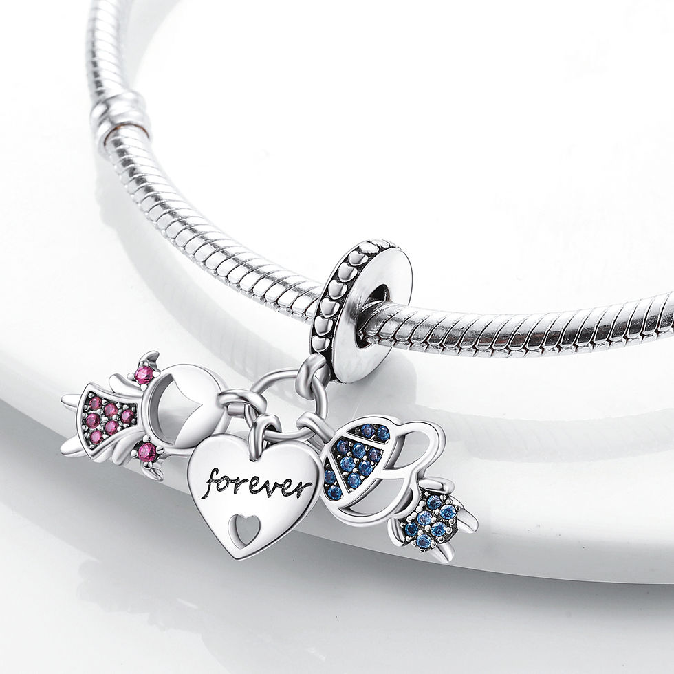 Thumbnail: Sterling Silver Firefly Love Travel Charm Bead Pendant for DIY Bracelet