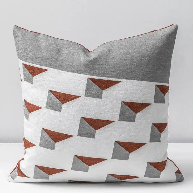 Thumbnail: Modern Soft Chenille Geometric Cushion Cover Neutral Sofa Pillow Cover