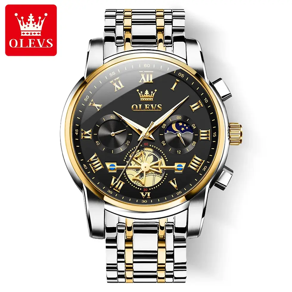 Thumbnail: OLEVS Quartz Waterproof Watch – Men's Stainless Steel Wrist Timepiece