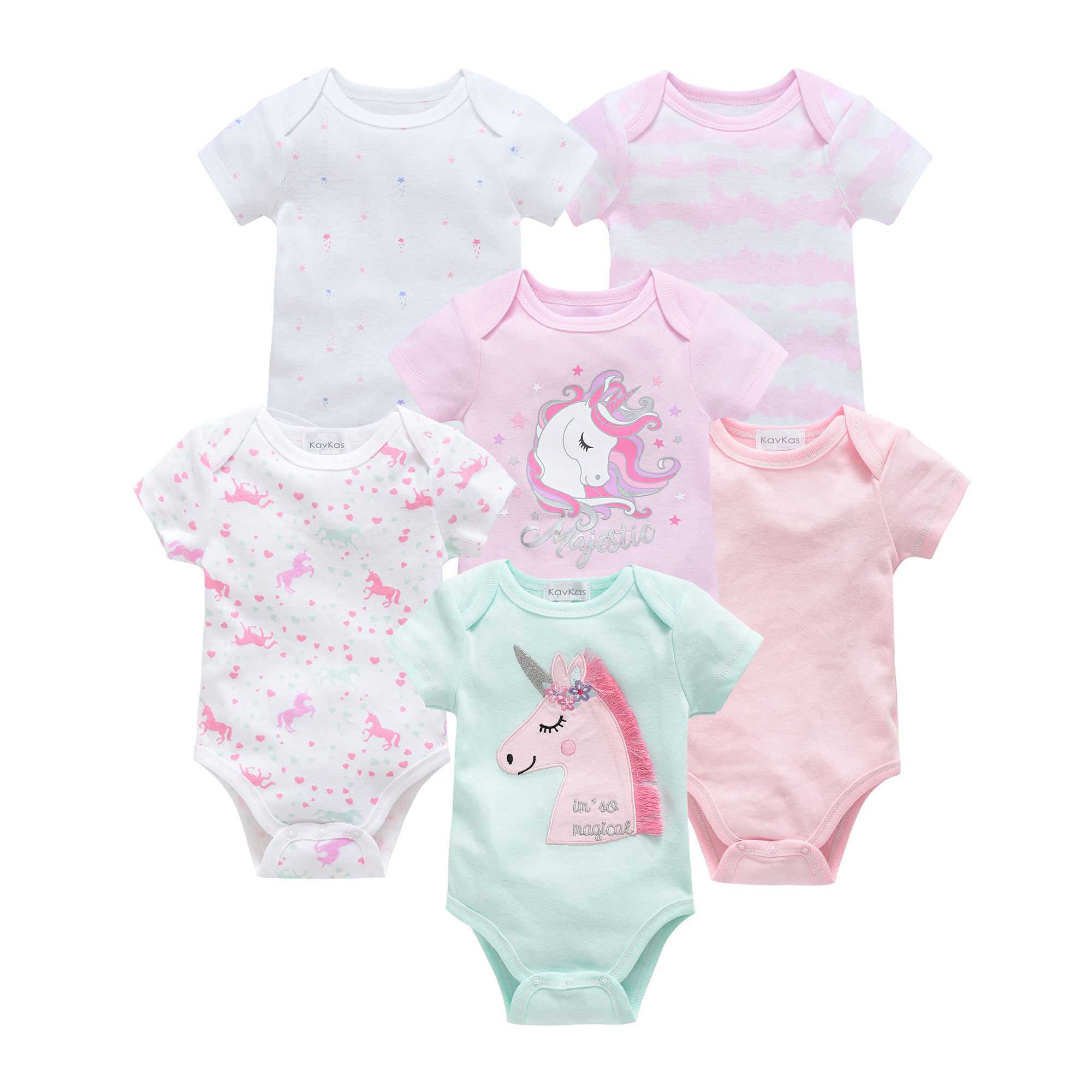 3/6 Pcs Baby Girls/Boys Cotton Short Sleeve Bodysuits