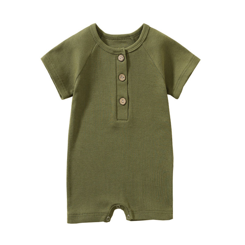 Thumbnail: Baby Unisex Ribbed Cotton Summer Romper – Thin Pajama Jumpsuit (0–24m)