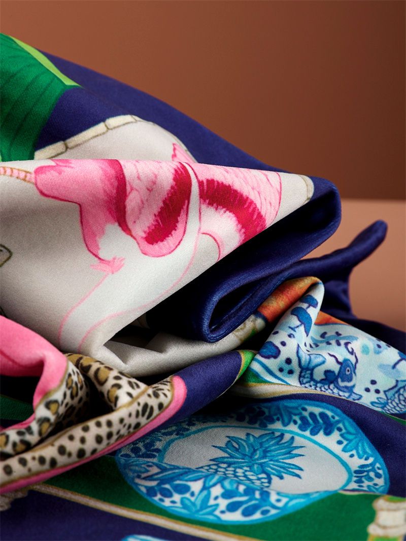 Thumbnail: Asian Exotic Willow Pavilion Printed Velvet Cushion Pillow Cover