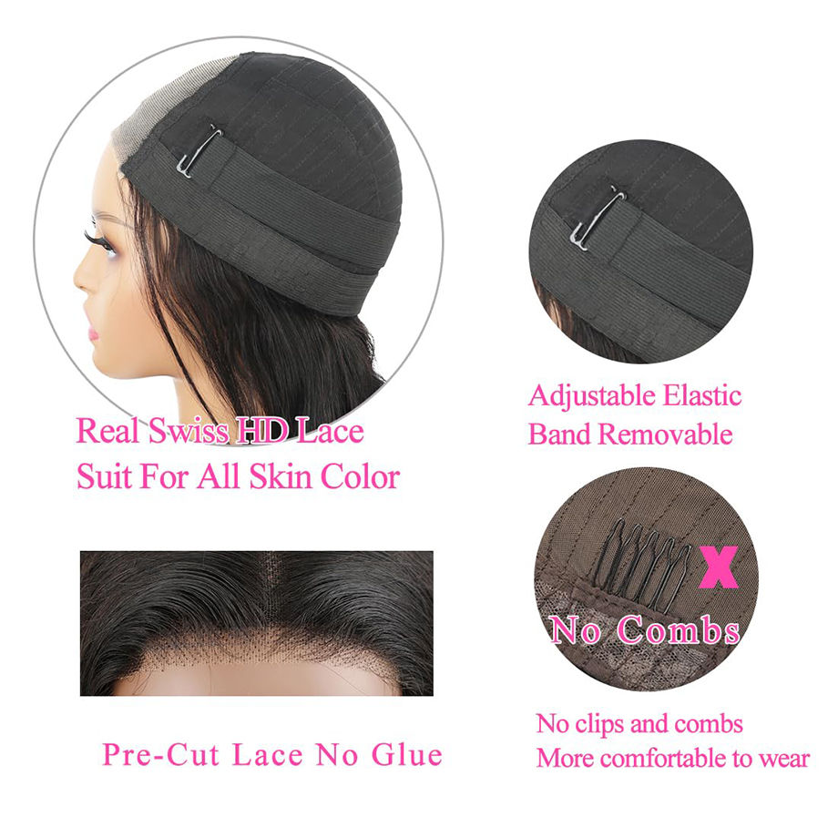 Thumbnail: 13x4 Human Hair Lace Front Wig 13x6 Body Wave Transparent Lace Frontal Wig