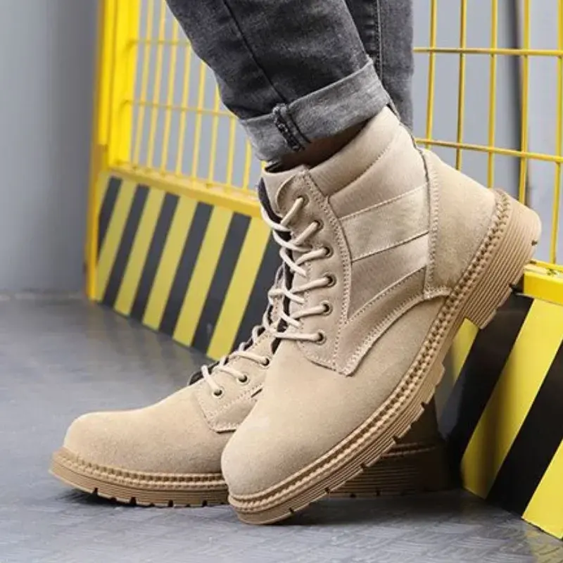 Thumbnail: Steel Toe Lace Up Puncture Proof Mens Work Boots Ankle Safety Shoes