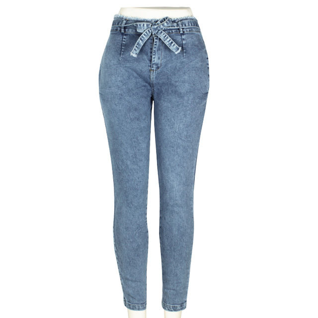 Thumbnail: Women Plus Size High Waist Skinny Bandage Denim Jeans Streetwear Pencil Pants