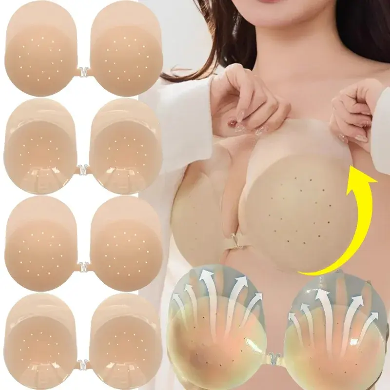 Thumbnail: Women Summer Push Up Bra Summer Strapless Invisible Self Adhesive Reusable Stick