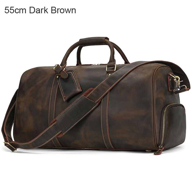 Thumbnail: Men’s Genuine Cowhide Leather Travel Duffle Bag with Shoe Compartment