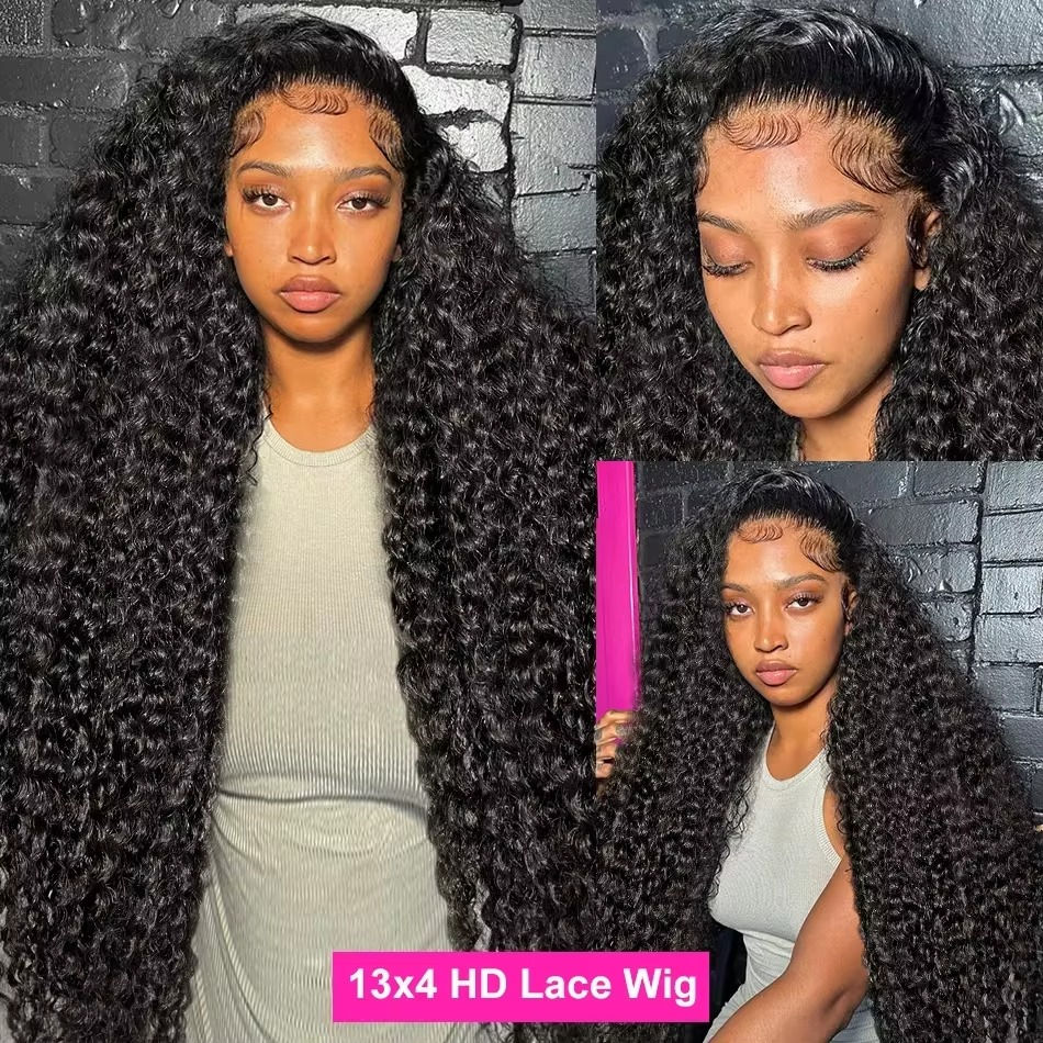 Thumbnail: Hot Girls Deep Wave Wig Transparent Lace 13x6 Brazilian Human Hair 30–40 Inch