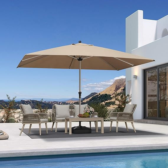 LEAF 9' x 11' Rectangular Patio Umbrella, Aluminum Frame, UV-Resistant