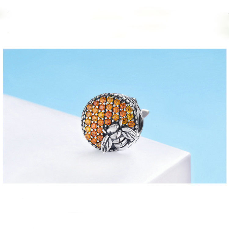 Thumbnail: Silver Bee & Flower Charm for Bracelets