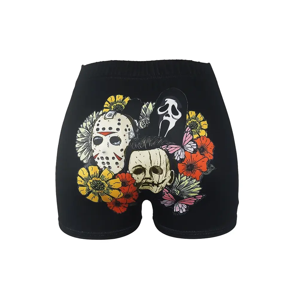 Thumbnail: Booty Shorts for Women with I Love My Boyfriend Print for Gym and Fitness
