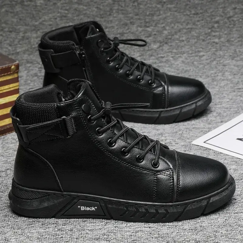 Thumbnail: Thick Sole British Style Safety Boots for Spring and Autumn with Warm Lining