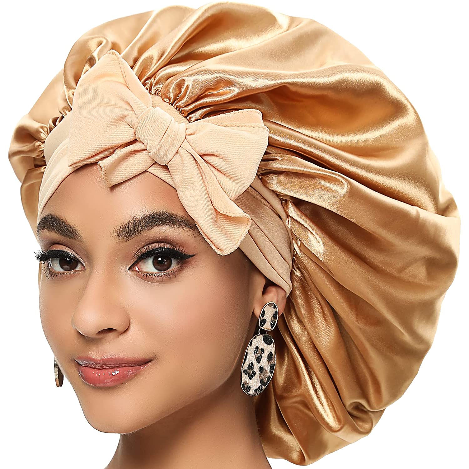 Custom Satin Bonnet with Long Tail & Stretch Ties for Women