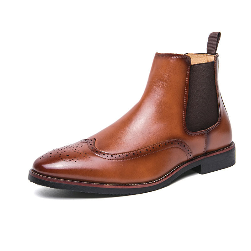Thumbnail: Mens Chelsea Boots Velvet Lined Fashionable Leather Autumn Winter Style