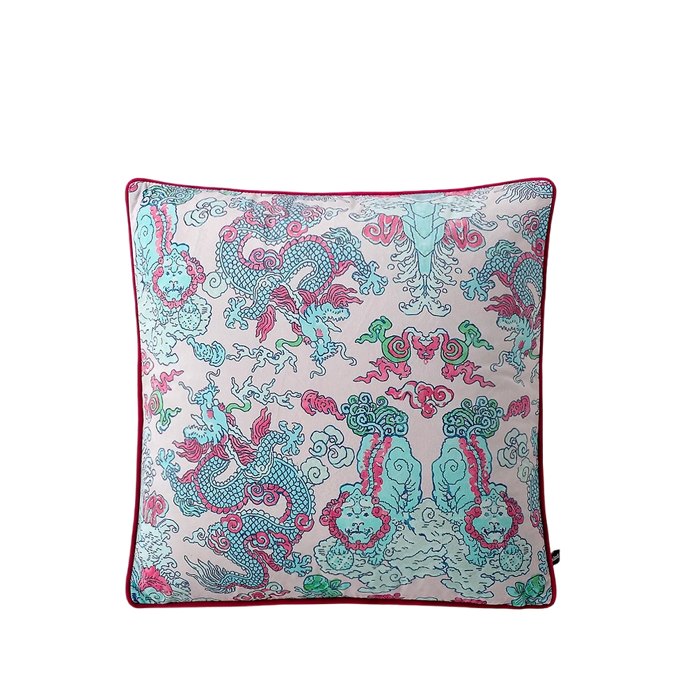 Thumbnail: Asian Exotic Willow Pavilion Printed Velvet Cushion Pillow Cover