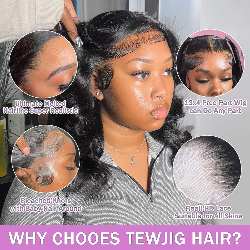 Thumbnail: Body Wave HD Lace Bob Wig 250 Density Brazilian Human Hair