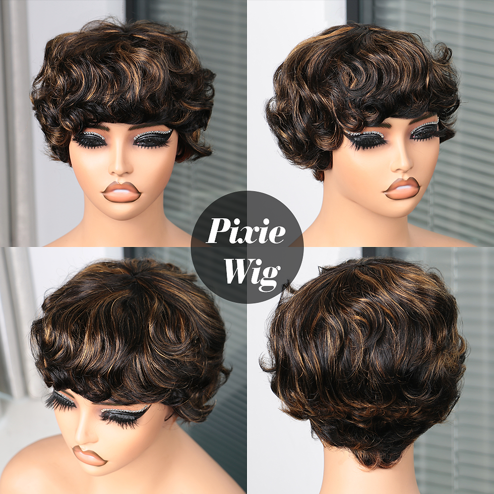 Thumbnail: Short Pixie Cut Brazilian Human Hair Wig – Glueless Straight Wig for Women