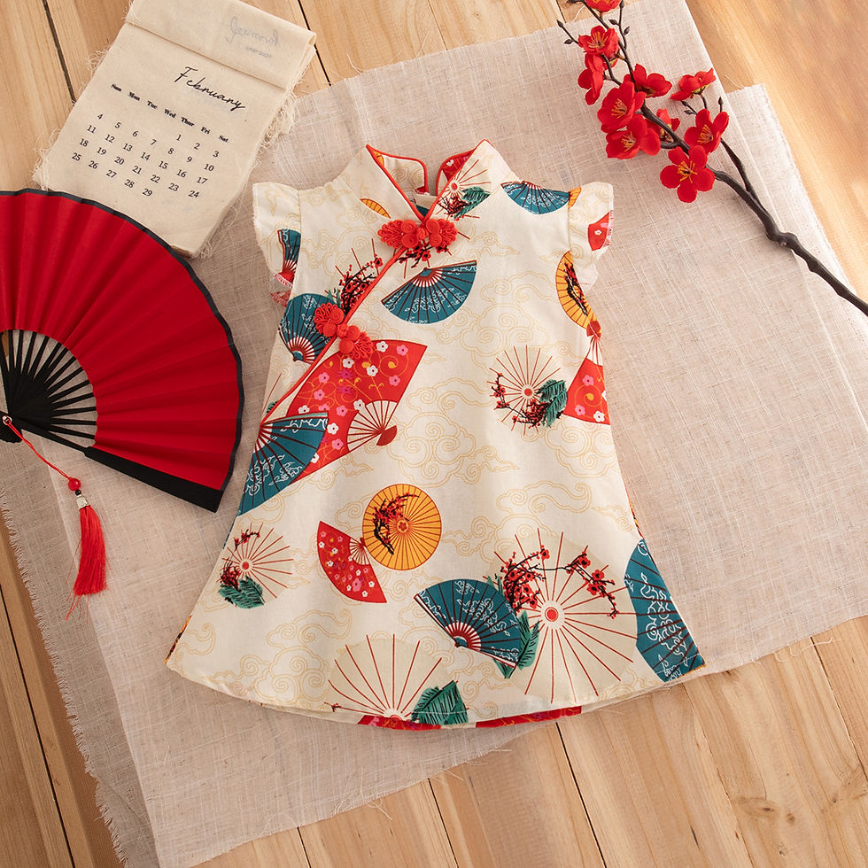 Thumbnail: Baby Girl Chinese Style Printed Cotton dress