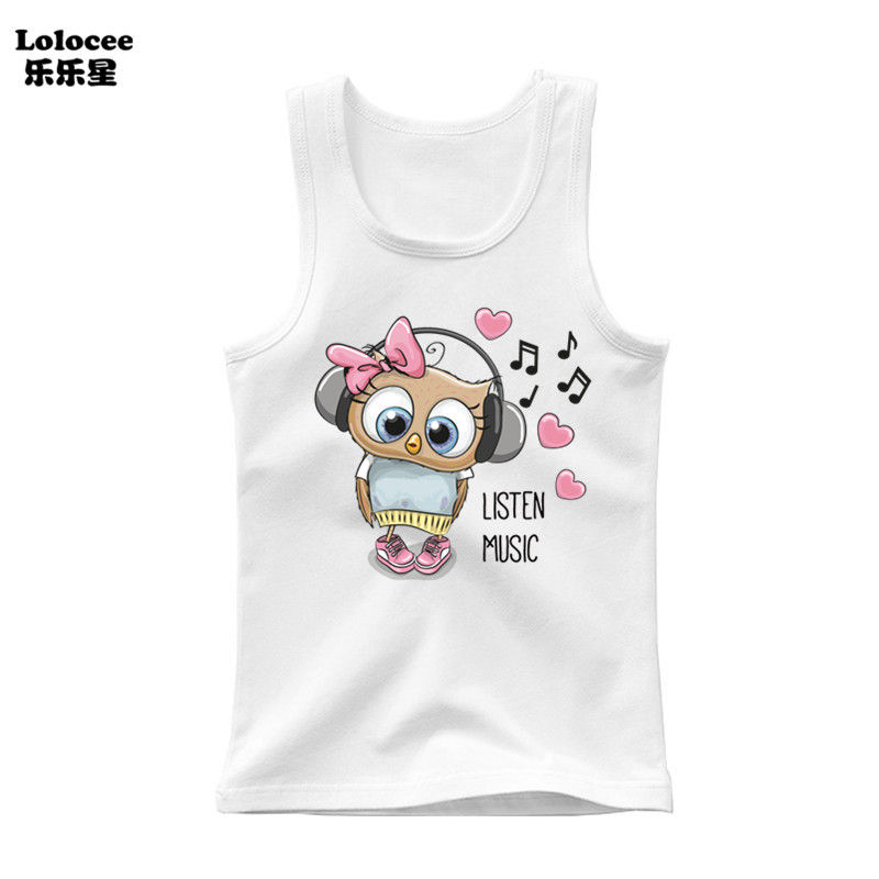 Thumbnail: Print Cotton Sports Vest – Girls Sleeveless Summer Tee