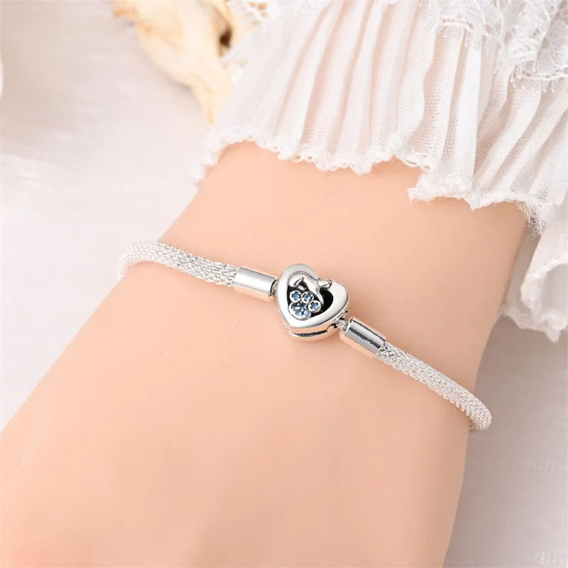 Thumbnail: Elegant Sterling Silver Bracelet with Star Moon Cat Claw Love Adjustable