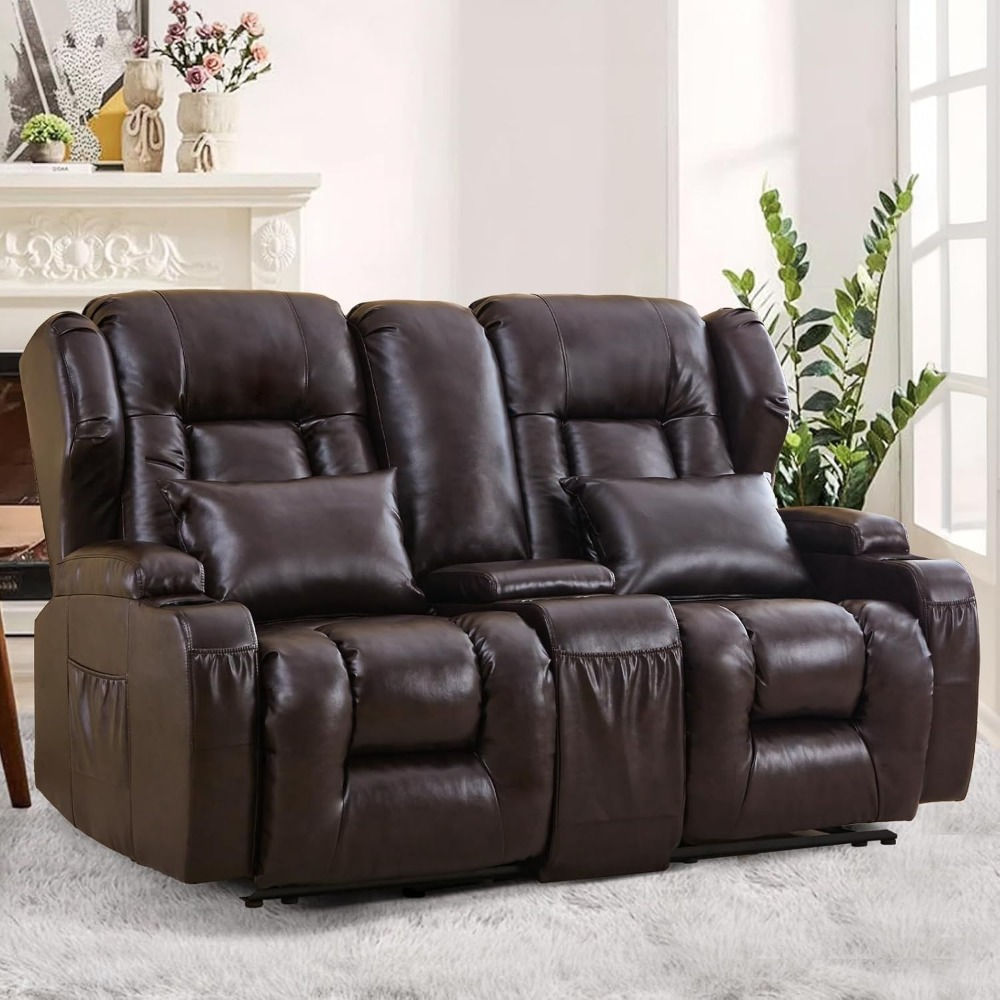 65" Loveseat Recliner Sofa with Console – Double Manual Recliner
