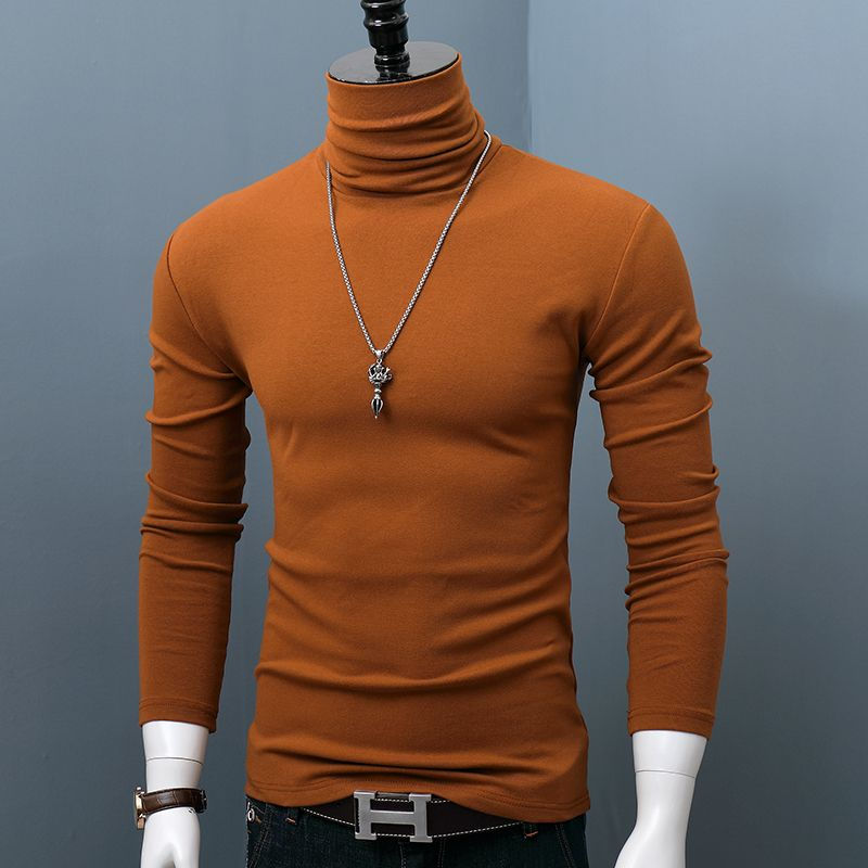 Thumbnail: Men's Dark Red Turtleneck Long Sleeve Stretch Tee