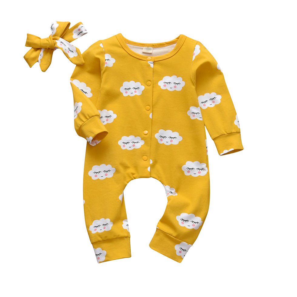 Thumbnail: Four Season Cotton Baby Girl Romper with Headband – Newborn Infant Clothes