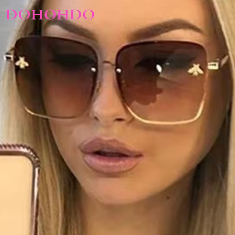 Thumbnail: New Fashion Metal Oversized Square Sunglasses Retro Luxury Designer Shades