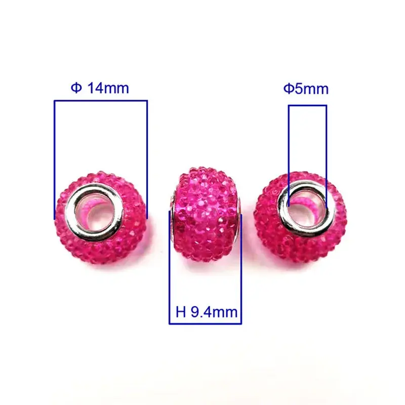 Thumbnail: 10 Pcs 45-Color Large Hole Resin 3D Crystal Murano Spacer Beads