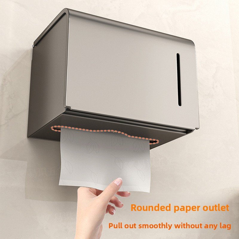 Thumbnail: Wall-Mounted Waterproof Toilet Paper Holder with Drawer – Aluminum Alloy