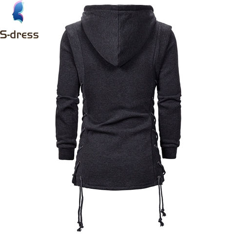 Thumbnail: Men Slim Fit Assassin Solid Hoodie Long Sleeve Casual Hooded Sweatshirt