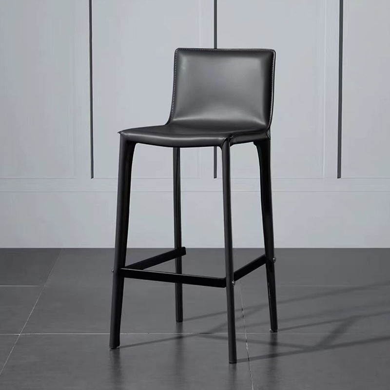Thumbnail: Modern Leather Bar Stool – High-Back Armless Counter Height Chair