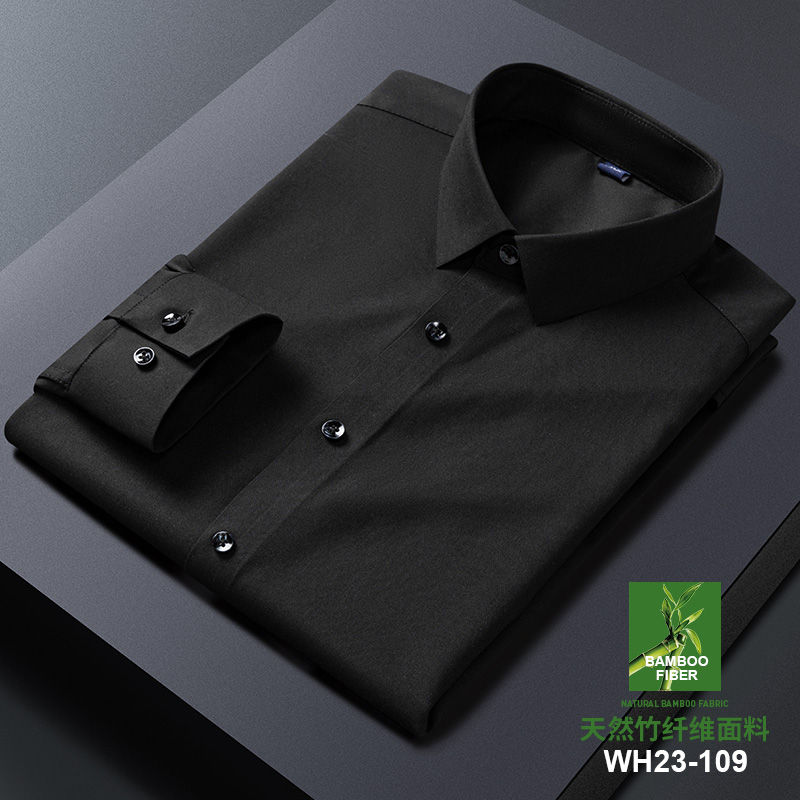 Thumbnail: Men's Bamboo Fiber Dress Shirt – Slim Fit Anti-Wrinkle Long Sleeve Smart Casual