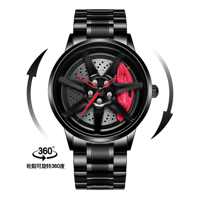 Thumbnail: -37 Car Wheel  Watch – Men's Black Luxury Automotive-Inspired Timepiece