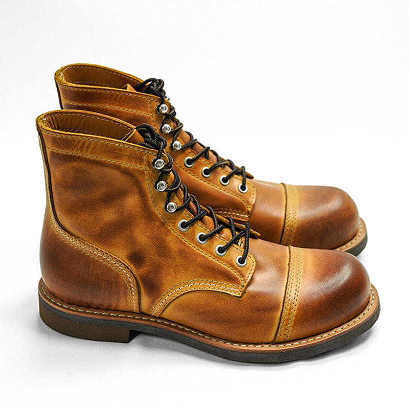 Thumbnail: Mens Rugged Work Boots Genuine Leather Goodyear Welted Stitchdown Style