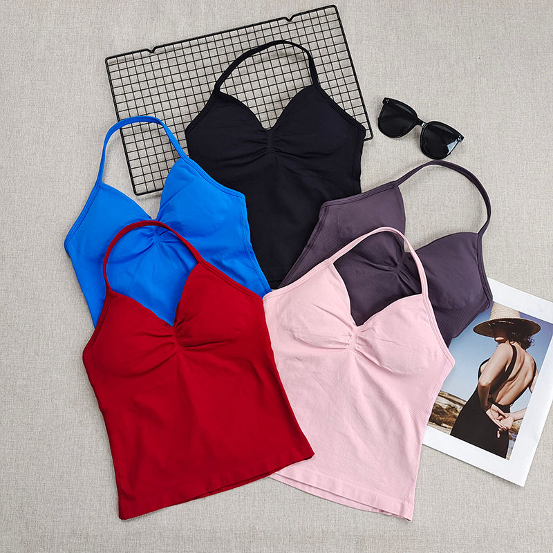Thumbnail: Womens 2 Piece Gym Set with Lace Up Top and Seamless Running Shorts