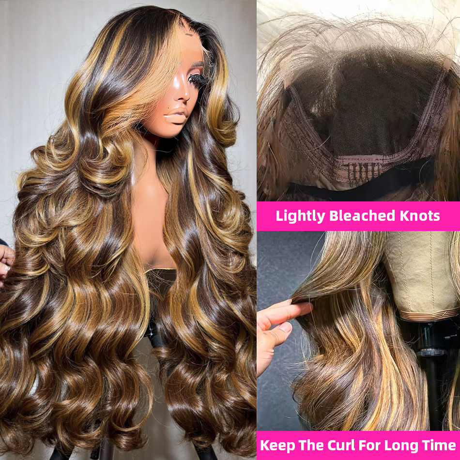 Thumbnail: 30-Inch Honey Blonde Highlight Wig – 13x6 HD Lace Frontal Human Hair