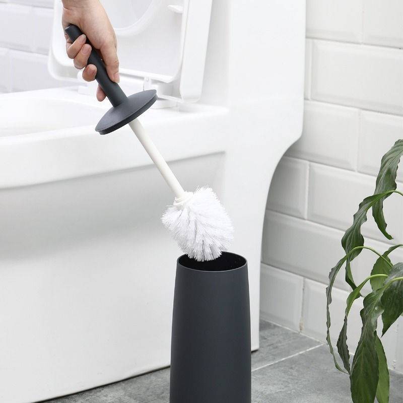 Thumbnail: Plastic Toilet Brush with Bottom Holder – Compact Bathroom Cleaning Tool