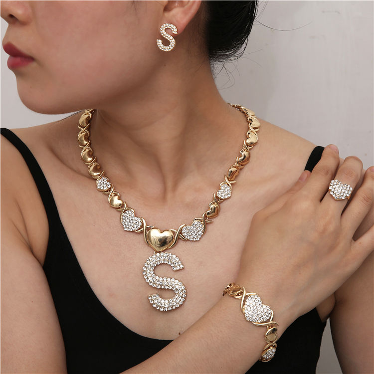 Thumbnail: Gold Jewelry Set – 18K Gold Necklace, Earrings, Bracelet & Ring for Women