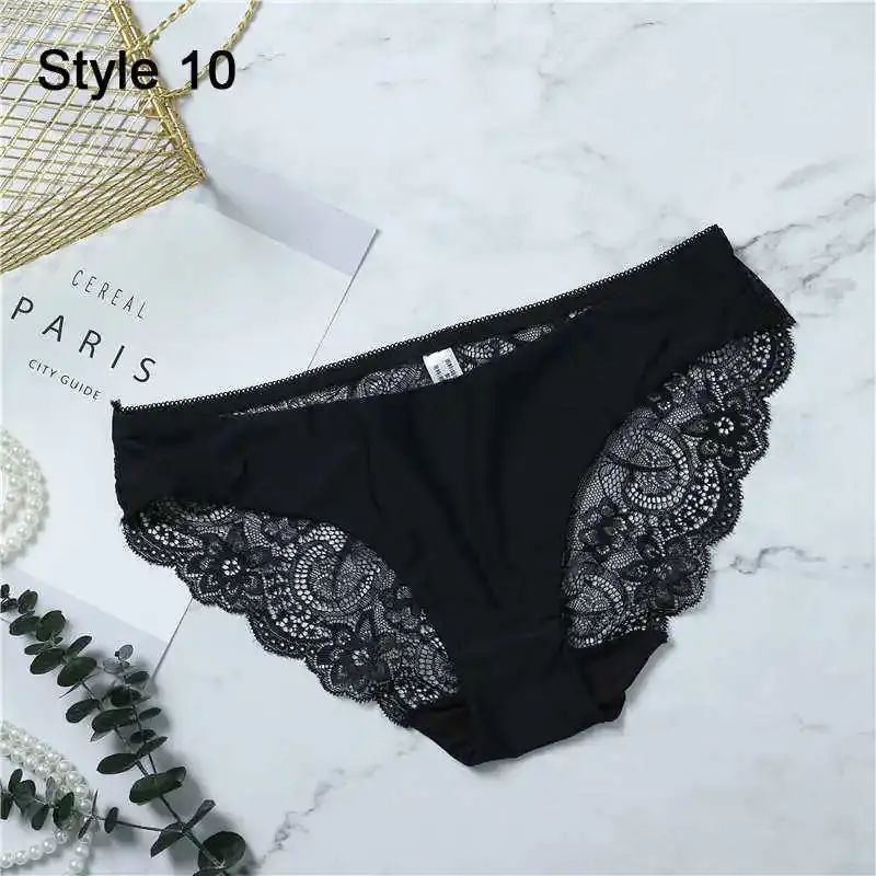 Thumbnail: Women’s Seamless Cotton Lace Briefs Breathable Sexy Panties