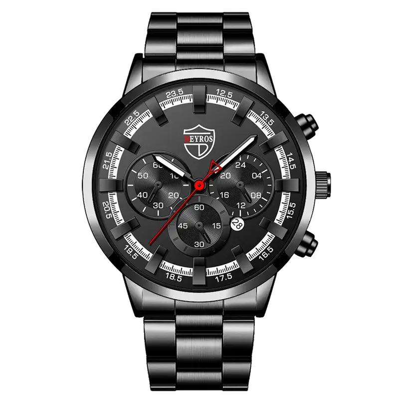 Thumbnail: Luxury Men's Fashion Gold Quartz Sports Wrist Watch with Stainless Steel