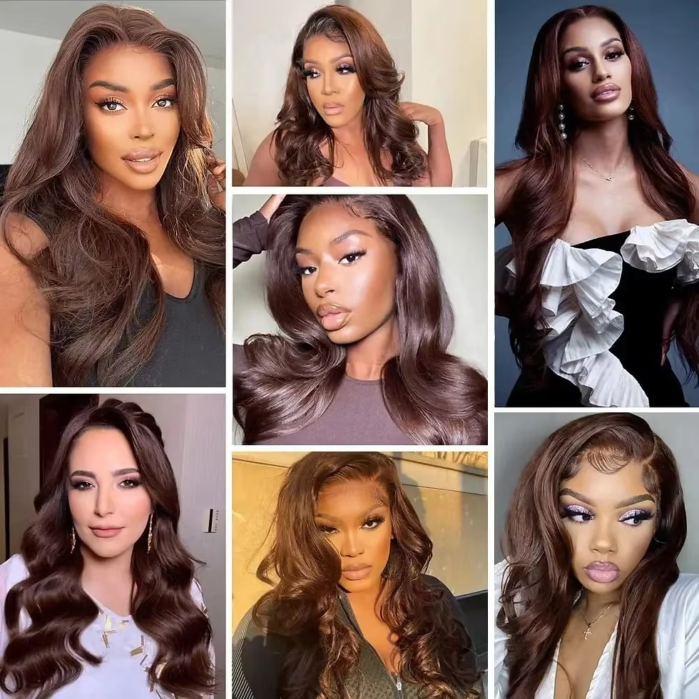 Thumbnail: 46 Inch Chocolate Brown Body Wave Wig 13x6 HD Lace Brazilian Hair